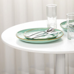 Homcom Round Dining Table W/ Steel Base, Non-Slip Pad For Living Room White - thumbnail 6