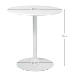 Homcom Round Dining Table W/ Steel Base, Non-Slip Pad For Living Room White - thumbnail 3