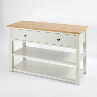 Homestylestore 1215mm Antique White And Oak Bathroom Vanity Unit With Bronze Round Handles - image 1