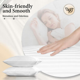 Ameha White Brushed Microfiber Striped Pillowcase Pair - Soft Luxury Pillow Cases, Envelope Closure, Machine Washable Pillow Cover - thumbnail 4