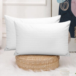 Ameha White Brushed Microfiber Striped Pillowcase Pair - Soft Luxury Pillow Cases, Envelope Closure, Machine Washable Pillow Cover - thumbnail 7