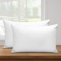 Ameha White Brushed Microfiber Striped Pillowcase Pair - Soft Luxury Pillow Cases, Envelope Closure, Machine Washable Pillow Cover - thumbnail 3