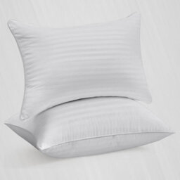 Ameha White Brushed Microfiber Striped Pillowcase Pair - Soft Luxury Pillow Cases, Envelope Closure, Machine Washable Pillow Cover - thumbnail 1