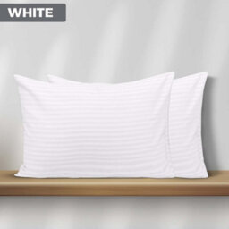 Ameha White Brushed Microfiber Striped Pillowcase Pair - Soft Luxury Pillow Cases, Envelope Closure, Machine Washable Pillow Cover - thumbnail 8
