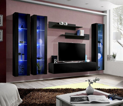Arte Fly C2 Black Gloss Entertainment Unit 310Cm - Dramatic Led Media Wall For Tvs Up To 65 Inch - image 1