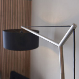 Luminosa Lighting Luminosa Ravenna Floor Lamp Matt Nickel Plate & Black Cotton Fabric - thumbnail 5