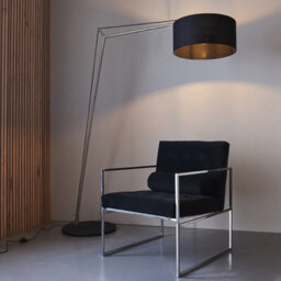 Luminosa Lighting Luminosa Ravenna Floor Lamp Matt Nickel Plate & Black Cotton Fabric - thumbnail 2