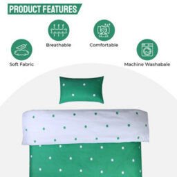 Ameha Print Duvet Cover 3 Piece Set Green & White Dotted Pattern Anti Allergic Microfiber Double (200X200Cm) - thumbnail 3