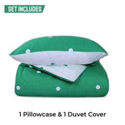 Ameha Print Duvet Cover 3 Piece Set Green & White Dotted Pattern Anti Allergic Microfiber Double (200X200Cm) - thumbnail 5