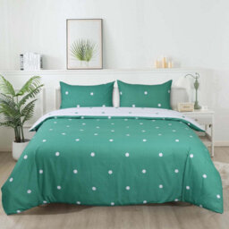 Ameha Print Duvet Cover 3 Piece Set Green & White Dotted Pattern Anti Allergic Microfiber Double (200X200Cm) - thumbnail 6