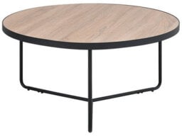 Beliani Round Coffee Table 80Cm - Walnut-Effect Mdf Top, Black Metal Hairpin Legs - thumbnail 3