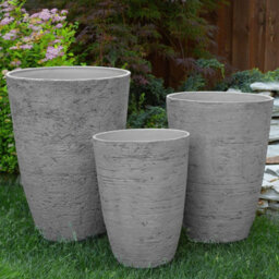 Beliani Grfey Grey Stone Tall Planter 51 X 51 X 71 Cm - Weatherproof Fibre Clay Indoor Outdoor - thumbnail 2