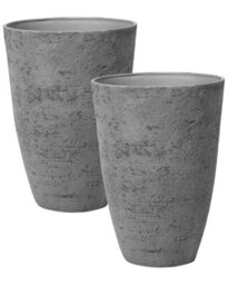Beliani Grfey Grey Stone Tall Planter 51 X 51 X 71 Cm - Weatherproof Fibre Clay Indoor Outdoor - thumbnail 3