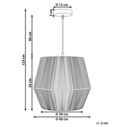 Wyld and Coco Luma Black Paper Rope Pendant Lamp With Adjustable Cord, W30 X D30 X H35Cm - thumbnail 3