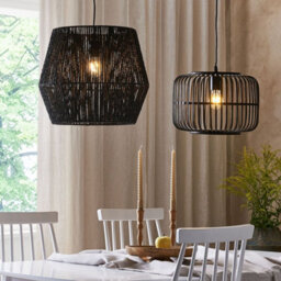 Wyld and Coco Luma Black Paper Rope Pendant Lamp With Adjustable Cord, W30 X D30 X H35Cm - thumbnail 2