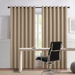 Aspire Homeware Cream Blackout Eyelet Curtain - Plain Room Darkening Living Room Curtain Pair(W)228Cmx(L)183Cm & Tie Backs Pair - thumbnail 8