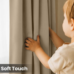 Aspire Homeware Cream Blackout Eyelet Curtain - Plain Room Darkening Living Room Curtain Pair(W)228Cmx(L)183Cm & Tie Backs Pair - thumbnail 5