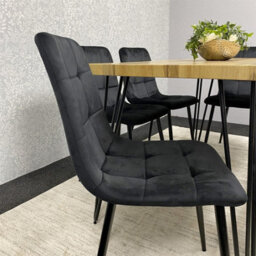 Kosy Koala Wooden Dining Table With Bench And 4 Black Velvet Chairs - Stylish Dining Room Furniture - thumbnail 6
