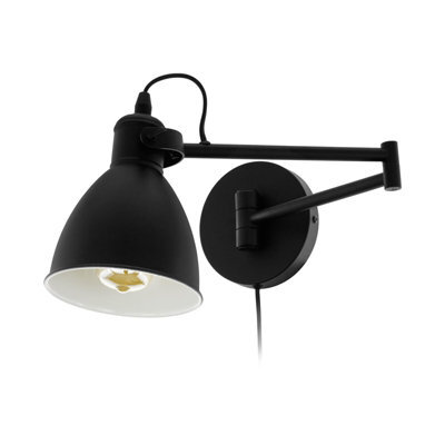Stylish Black Wall Flush Ceiling Light With White Inner Shade And Adjustable E27 Bulb - image 1