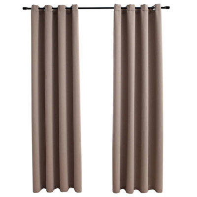Berkfield Elegant Blackout Curtains With Metal Rings 2 Pcs Taupe 140X245 Cm