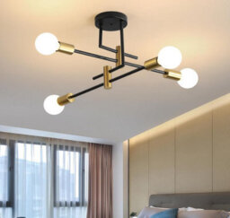 Ceiling Light Semi Flush Mount E27 4-Light Black And Gold Chandelier - thumbnail 5