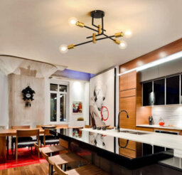 Ceiling Light Semi Flush Mount E27 4-Light Black And Gold Chandelier - thumbnail 2