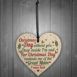 Red Ocean Great Mum Memorial Christmas Tree Bauble Wooden Hanging Heart Xmas Decoration Sign - thumbnail 2