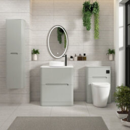 Royal Bathrooms Venice 700mm Dove Grey Freestanding Vanity Unit 2 Drawer With Carrara White Undrilled Worktop & Without Basin - thumbnail 4