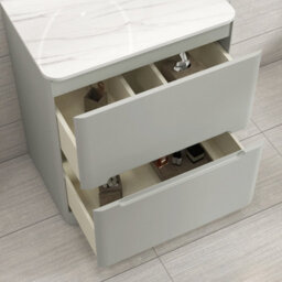 Royal Bathrooms Venice 700mm Dove Grey Freestanding Vanity Unit 2 Drawer With Carrara White Undrilled Worktop & Without Basin - thumbnail 5