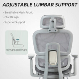 Homcom Ergonomic Swivel Office Chair Computer Chair With 3D Armrest, Grey - thumbnail 7