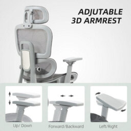 Homcom Ergonomic Swivel Office Chair Computer Chair With 3D Armrest, Grey - thumbnail 6