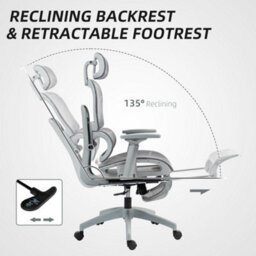 Homcom Ergonomic Swivel Office Chair Computer Chair With 3D Armrest, Grey - thumbnail 5