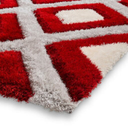 Grey Red Modern Shaggy Geometric Rug For Dining Room-160Cm X 220Cm - thumbnail 4