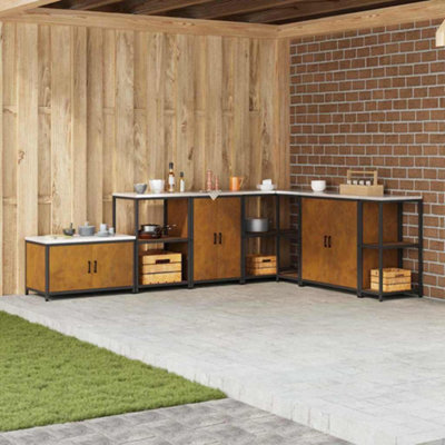 Berkfield Kitchen Storage Cabinet With Drawer Rusty Weathering Steel - image 1