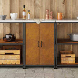 Berkfield Kitchen Storage Cabinet With Drawer Rusty Weathering Steel - thumbnail 4
