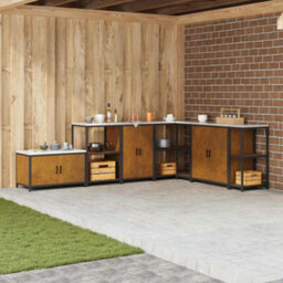 Berkfield Kitchen Storage Cabinet With Drawer Rusty Weathering Steel