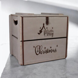 Minster Merry Christmas Box - Wood - L36 X W42 X H30 Cm - Rustic Grey - thumbnail 1