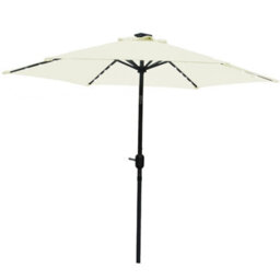 VRUC Garden Parasol Outdoor Patio Umbrella With Solar Led Lights And Crank Tilt 2.5M Cream - thumbnail 2