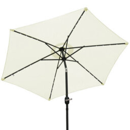 VRUC Garden Parasol Outdoor Patio Umbrella With Solar Led Lights And Crank Tilt 2.5M Cream - thumbnail 3