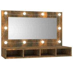 Walplus Mirror Cabinet With Led Smoked Oak 90X31.5X62 Cm - thumbnail 2