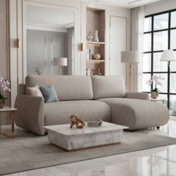 Forest D Corner Sofa Bed Modern Design With Dl Folding System Storage Compartment And Universal Layout Beige