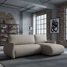 Forest D Corner Sofa Bed Modern Design With Dl Folding System Storage Compartment And Universal Layout Beige - thumbnail 3
