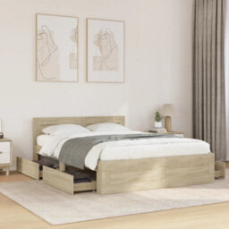 Walplus Bed Frame With Headboard Without Mattress Sonoma Oak 120X200 Cm