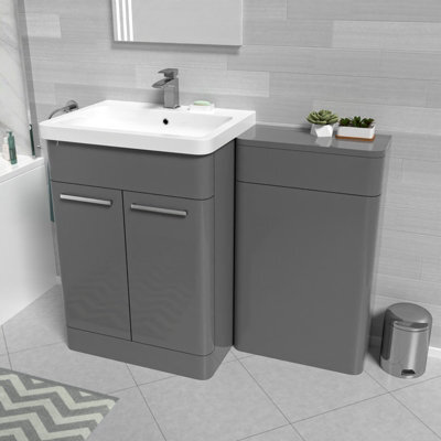 Nes Home Grey 1100mm Freestanding Cabinet Ceramic Basin & Wc Unit - image 1