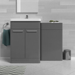Nes Home Grey 1100mm Freestanding Cabinet Ceramic Basin & Wc Unit - thumbnail 2