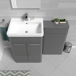 Nes Home Grey 1100mm Freestanding Cabinet Ceramic Basin & Wc Unit - thumbnail 3