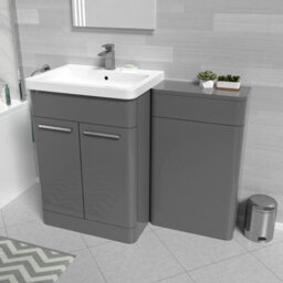 Nes Home Grey 1100mm Freestanding Cabinet Ceramic Basin & Wc Unit - thumbnail 1