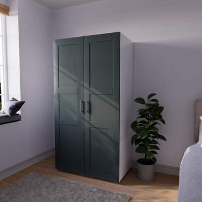 Atomia Traditional Matt Heritage Green Tall Double Wardrobe With Shelving (H)1875mm (W)1000mm (D)580mm - image 1