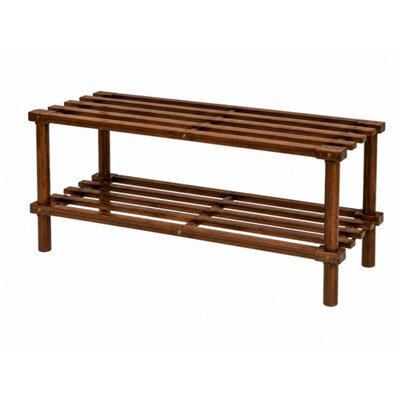 2 Tier Bamboo Shoe Rack Wooden Storage Shelf Shoe - image 1