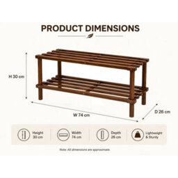 2 Tier Bamboo Shoe Rack Wooden Storage Shelf Shoe - thumbnail 2